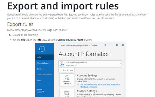Export and import rules