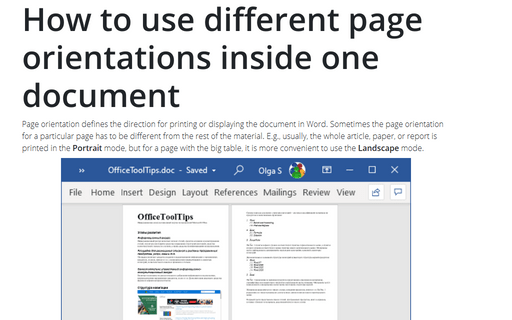 How to use different page orientations inside one document