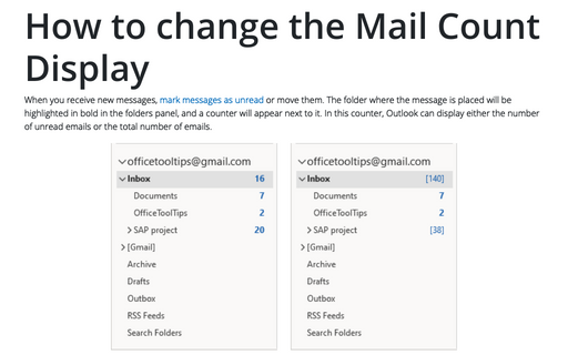 How to change the Mail Count Display