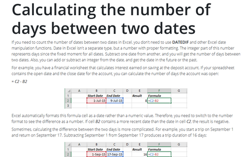 Calculating the number of days between two dates