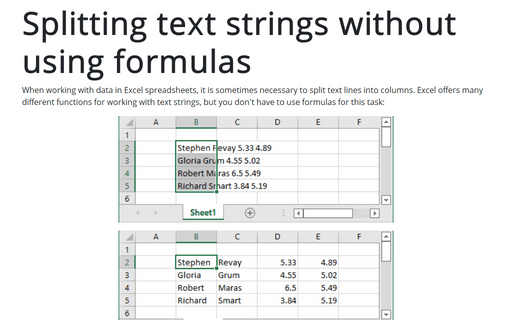 Splitting text strings without using formulas