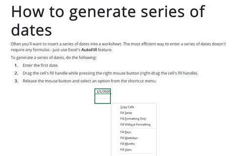 How to generate series of dates