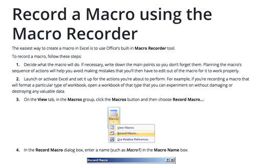 Record a Macro using the Macro Recorder