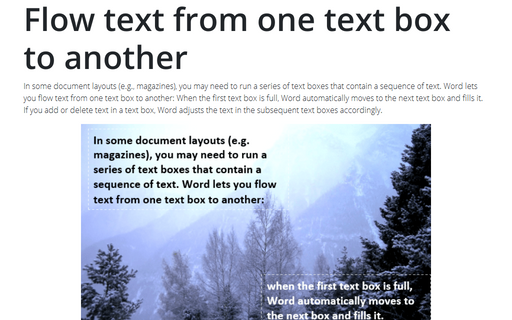 Flow text from one text box to another