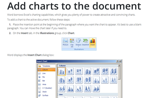 Add charts to the document
