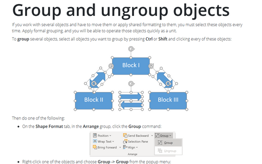 Group and ungroup objects