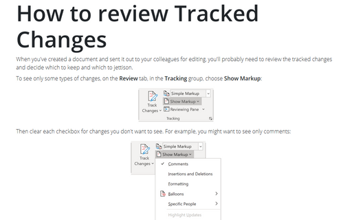 How to review Tracked Changes