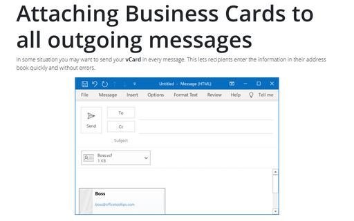 Attaching Business Cards to all outgoing messages