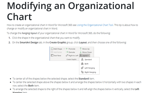 Modifying an Organizational Chart