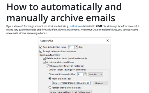 How to automatically and manually archive emails in Outlook