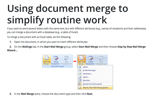 Using document merge to simplify routine work