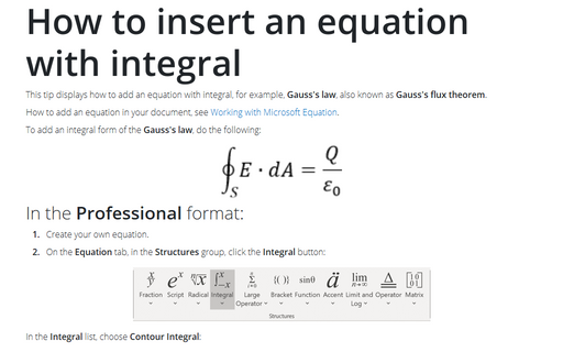 How to insert an equation with integral