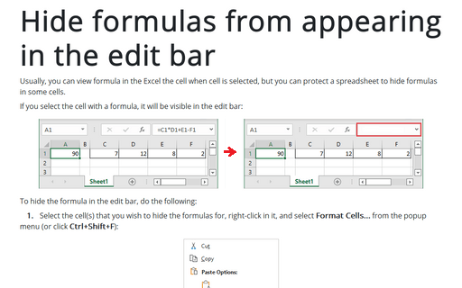 Hide formulas from appearing in the edit bar