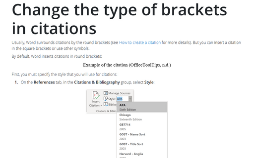 Change the type of brackets in citations