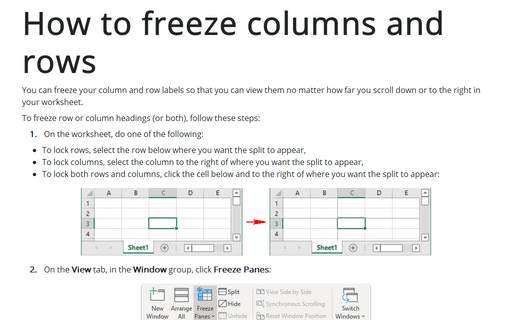 How to freeze columns and rows