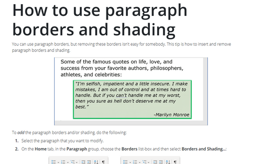 How to use paragraph borders and shading