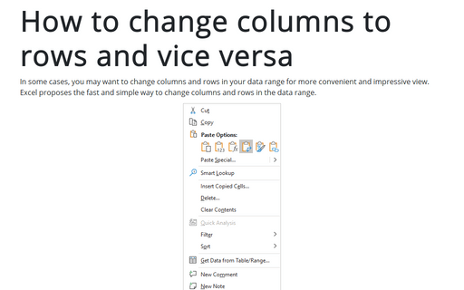 How to change columns to rows and vice versa