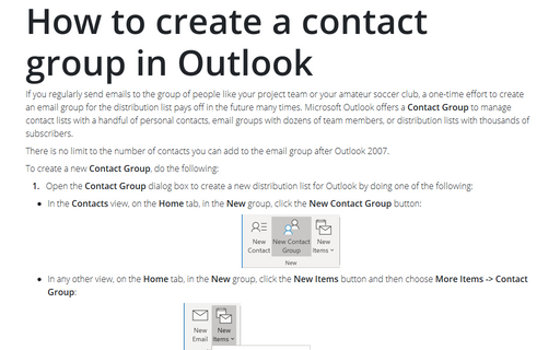 How to create a contact group in Outlook