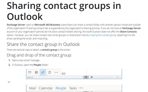 Sharing contact groups in Outlook