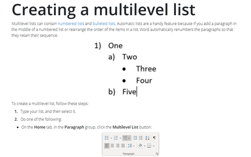 Creating a multilevel list