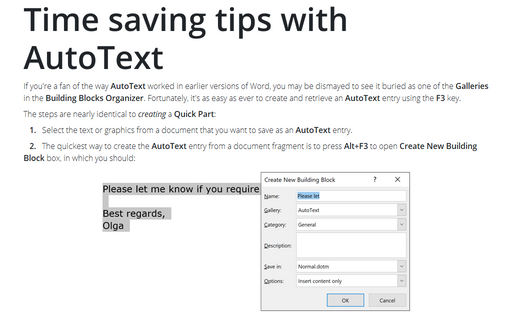 Time saving tips with AutoText
