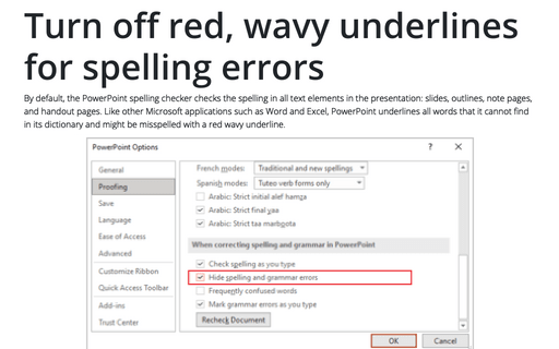 Turn off red, wavy underlines for spelling errors