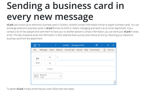 Sending a business card in every new message