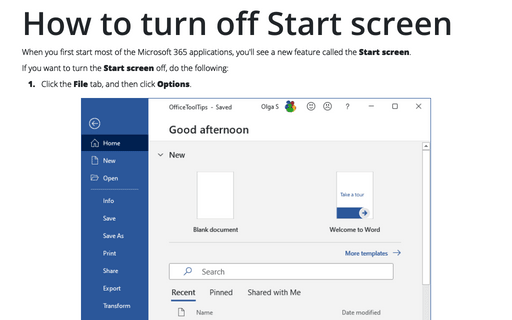 How to turn off Start screen