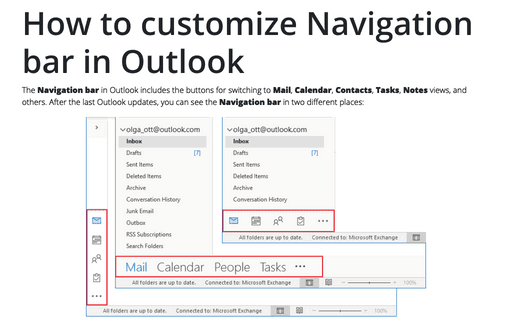 How to customize Navigation bar in Outlook