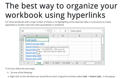 The best way to organize your workbook using hyperlinks