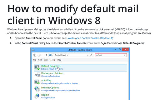How to modify default mail client in Windows 8