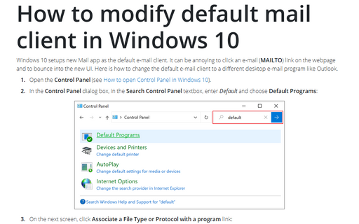 How to modify default mail client in Windows 10