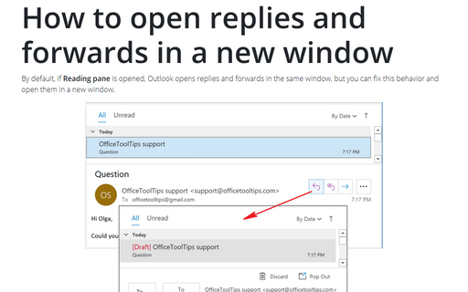 How to open replies and forwards in a new window