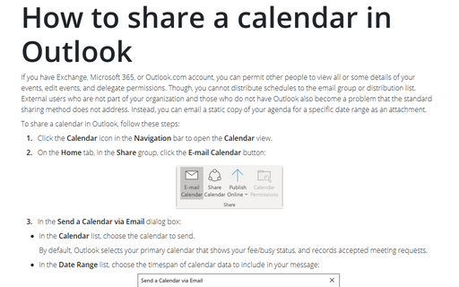 How to share a calendar in Outlook