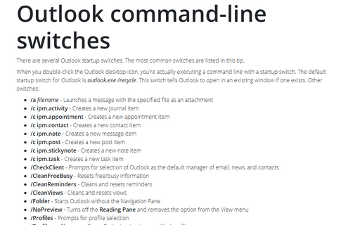 Outlook command-line switches
