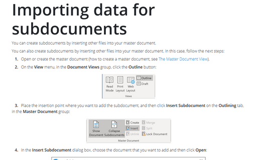 Importing data for subdocuments
