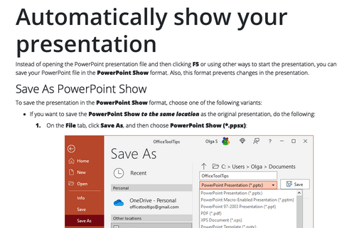 Automatically show your presentation