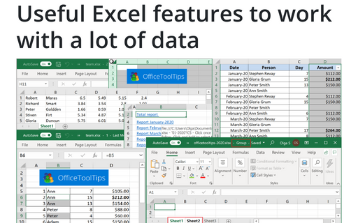 Useful Excel features to work with a lot of data