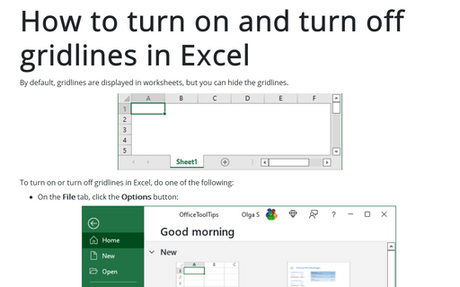 How to turn on and turn off gridlines in Excel