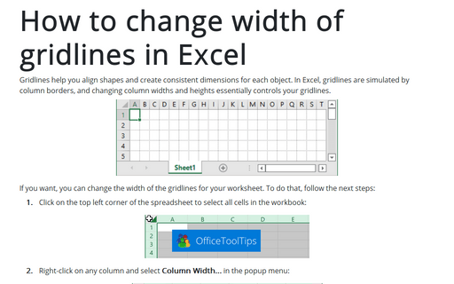 How to change width of gridlines in Excel