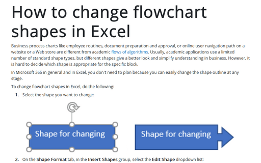 How to change flowchart shapes in Excel