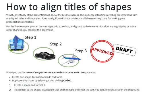 How to align titles of shapes