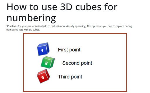 How to use 3D cubes for numbering