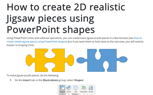 How to create 2D realistic Jigsaw pieces using PowerPoint shapes