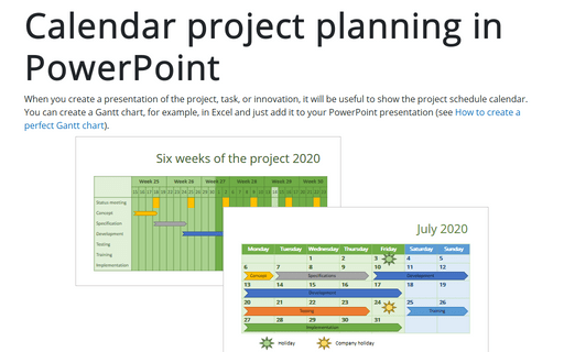 Calendar project planning in PowerPoint