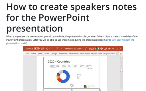 How to create speakers notes for the PowerPoint presentation