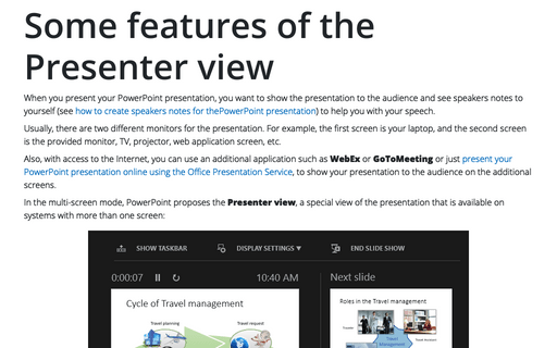 Some features of the Presenter view