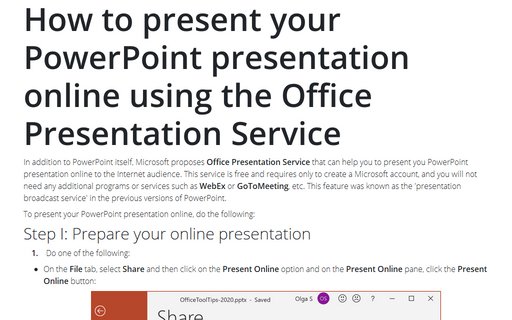 How to present your PowerPoint presentation online using the Office Presentation Service