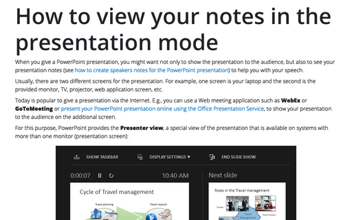 How to view your notes in the presentation mode