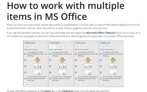 How to work with multiple items in MS Office